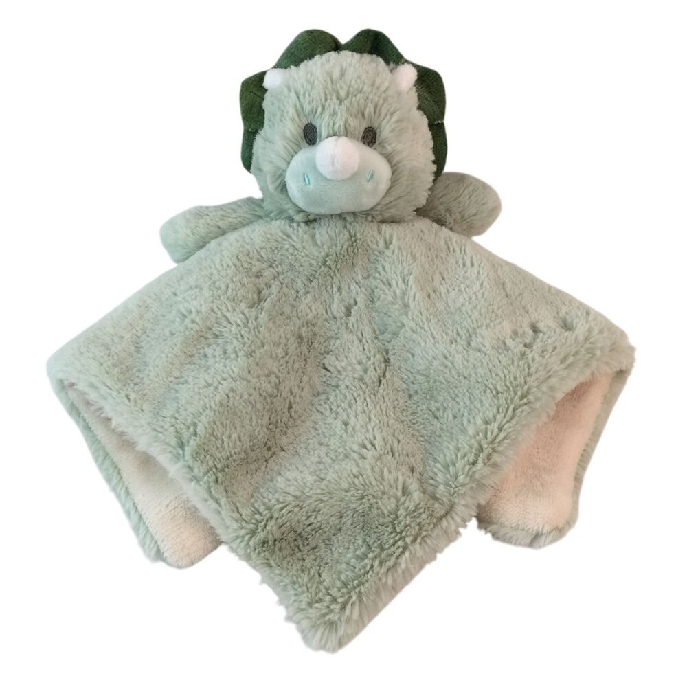 Kellytoy Luxe Green Dinosaur Lovey 14" Triceratops Baby Security Blanket Rattle‎